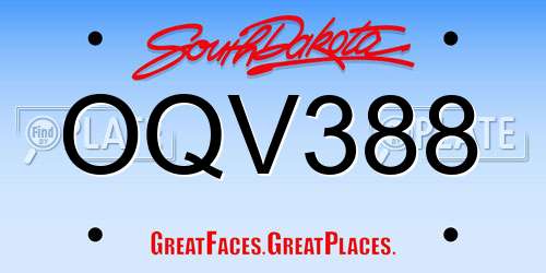 OQV388 South Dakota License Plate