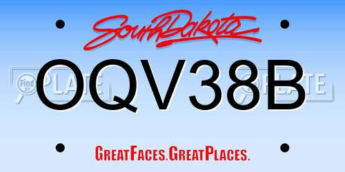 OQV38B South Dakota License Plate
