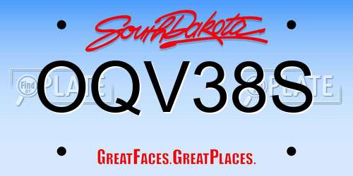 OQV38S South Dakota License Plate