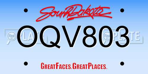 OQV803 South Dakota License Plate