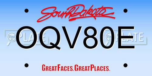 OQV80E South Dakota License Plate