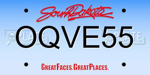 OQVE55 South Dakota License Plate