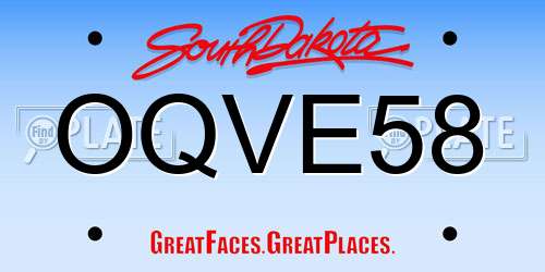 OQVE58 South Dakota License Plate