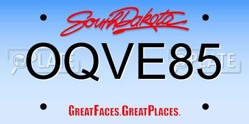 OQVE85 South Dakota License Plate