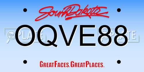 OQVE88 South Dakota License Plate