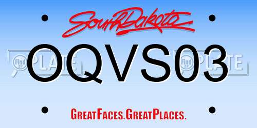 OQVS03 South Dakota License Plate