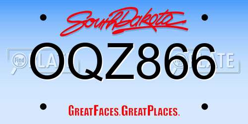 OQZ866 South Dakota License Plate