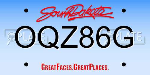 OQZ86G South Dakota License Plate