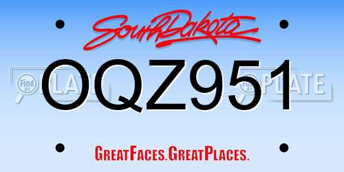 OQZ951 South Dakota License Plate