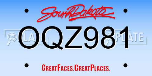OQZ981 South Dakota License Plate