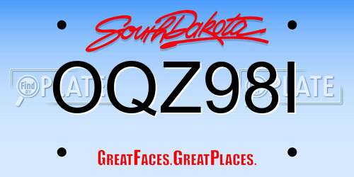 OQZ98I South Dakota License Plate