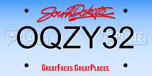 OQZY32 South Dakota License Plate