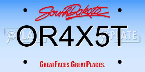OR4X5T South Dakota License Plate