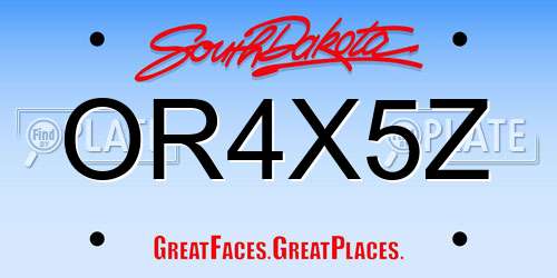 OR4X5Z South Dakota License Plate