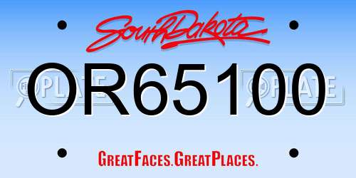 OR65100 South Dakota License Plate
