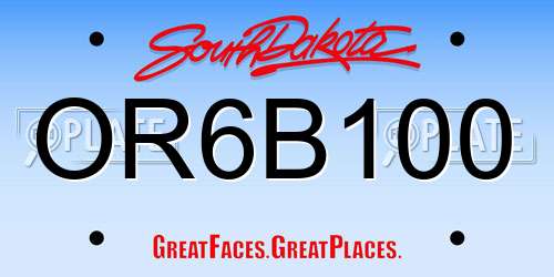 OR6B100 South Dakota License Plate