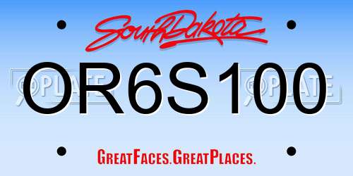 OR6S100 South Dakota License Plate
