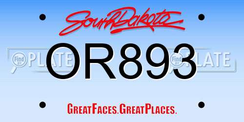 OR893 South Dakota License Plate