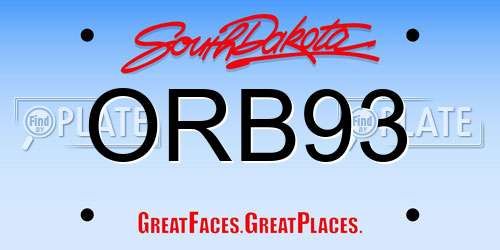 ORB93 South Dakota License Plate