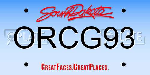 ORCG93 South Dakota License Plate