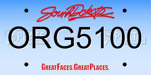 ORG5100 South Dakota License Plate
