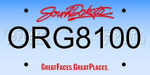 ORG8100 South Dakota License Plate