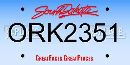 ORK2351 South Dakota License Plate