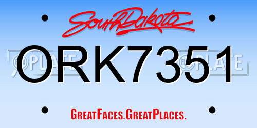ORK7351 South Dakota License Plate