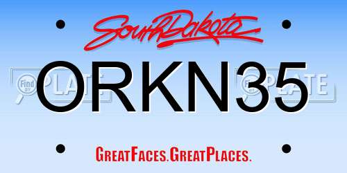 ORKN35 South Dakota License Plate