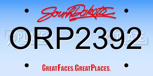 ORP2392 South Dakota License Plate
