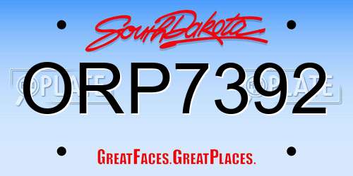 ORP7392 South Dakota License Plate