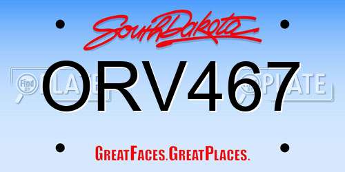ORV467 South Dakota License Plate