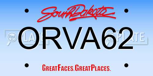 ORVA62 South Dakota License Plate