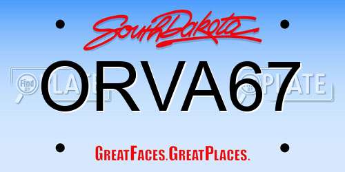 ORVA67 South Dakota License Plate
