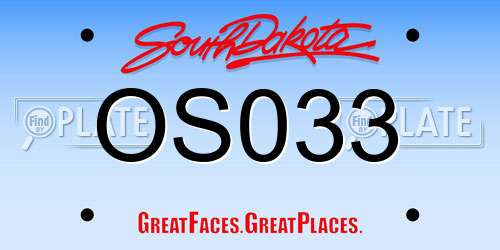 OS033 South Dakota License Plate