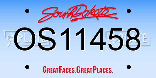 OS11458 South Dakota License Plate