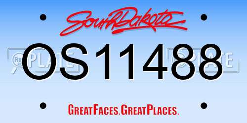 OS11488 South Dakota License Plate