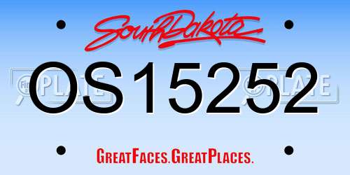 OS15252 South Dakota License Plate