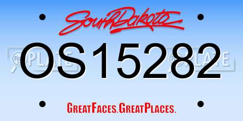 OS15282 South Dakota License Plate