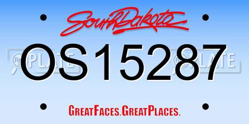 OS15287 South Dakota License Plate
