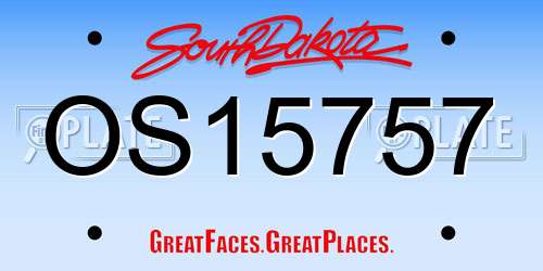 OS15757 South Dakota License Plate