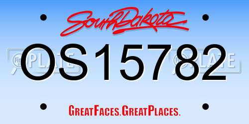 OS15782 South Dakota License Plate
