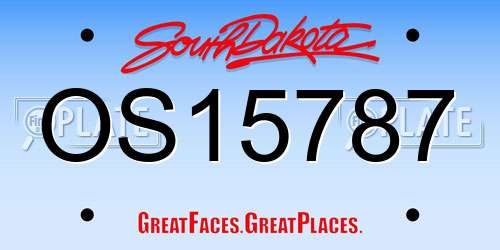OS15787 South Dakota License Plate