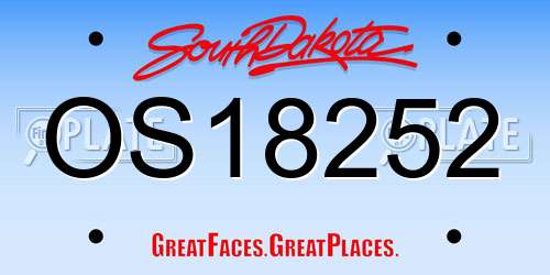 OS18252 South Dakota License Plate