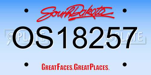 OS18257 South Dakota License Plate