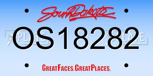 OS18282 South Dakota License Plate