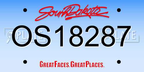 OS18287 South Dakota License Plate