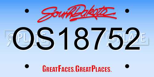 OS18752 South Dakota License Plate