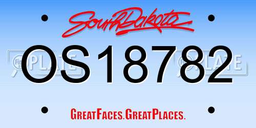 OS18782 South Dakota License Plate