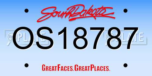 OS18787 South Dakota License Plate